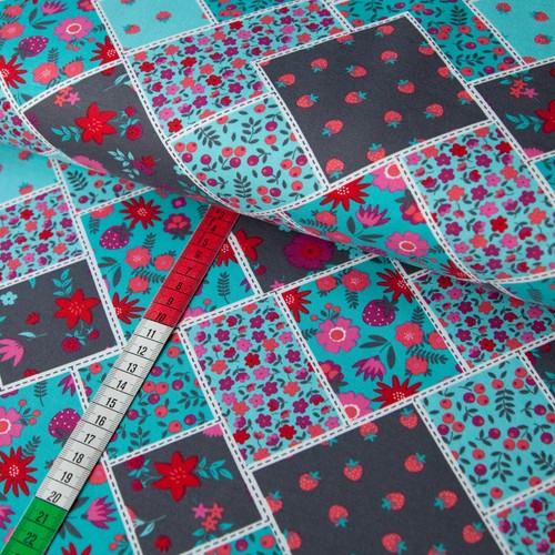 Jersey patchwork bacche fiori - jersey,