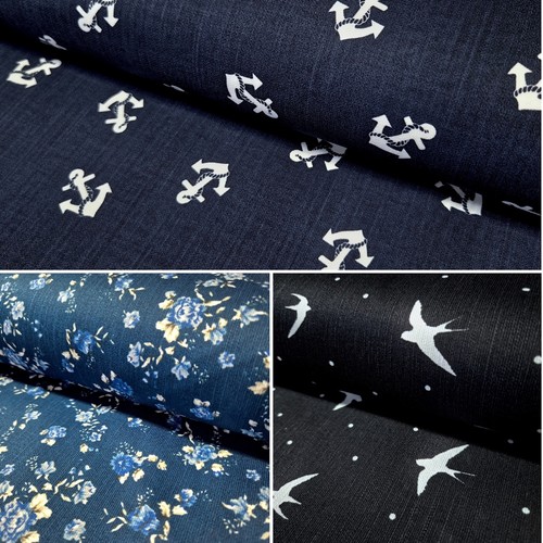 Tessuto cotone effetto jeans